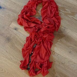 NWT Katie Todd Elegant Frilly Soft Red Scarf 72"